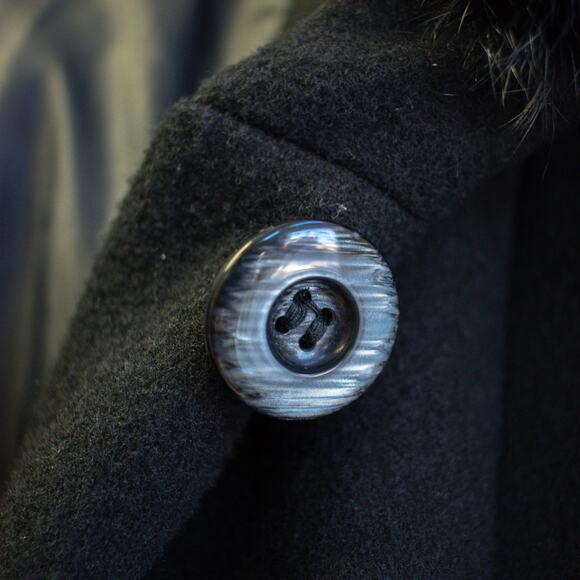 Black Wool Dress Coat with Hood Size 12 - Picture 4 of 9